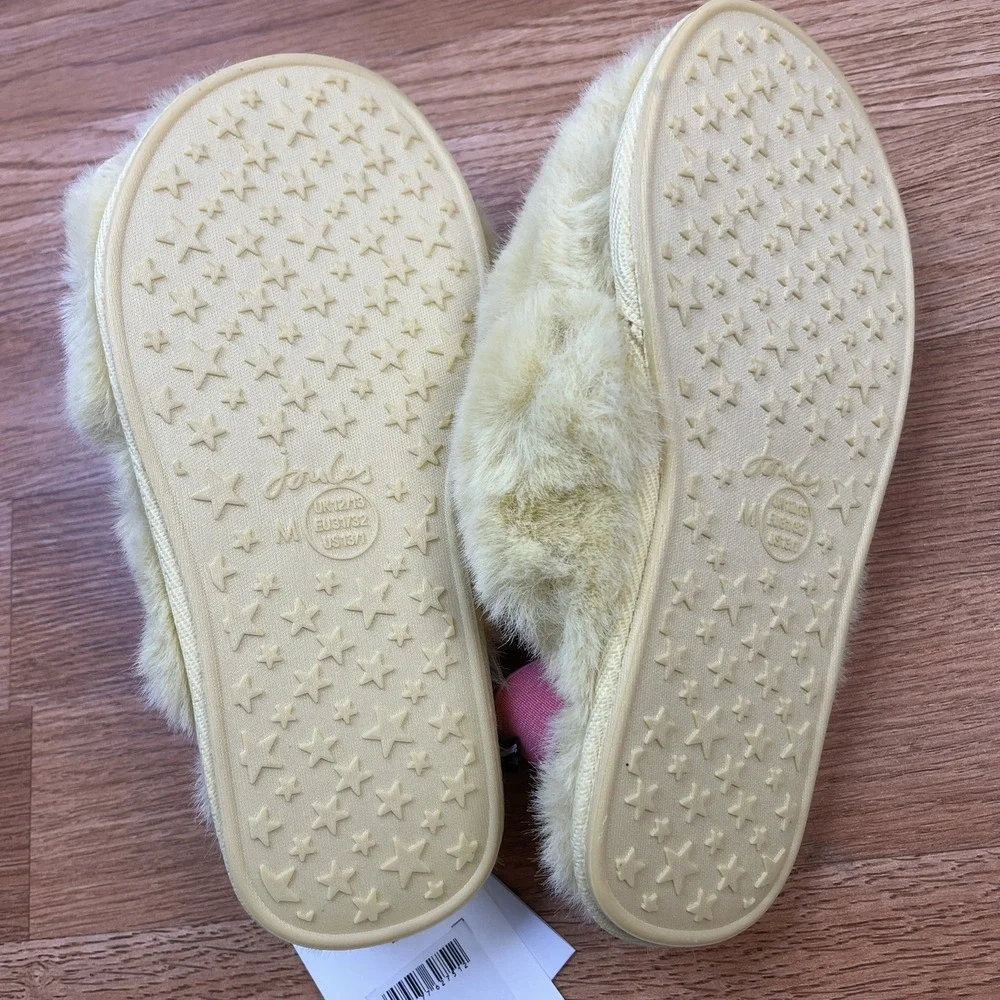 Joules Kids Kora Slippers‎ Yellow Pink Rainbows Girls Size Medium 13/1 NEW